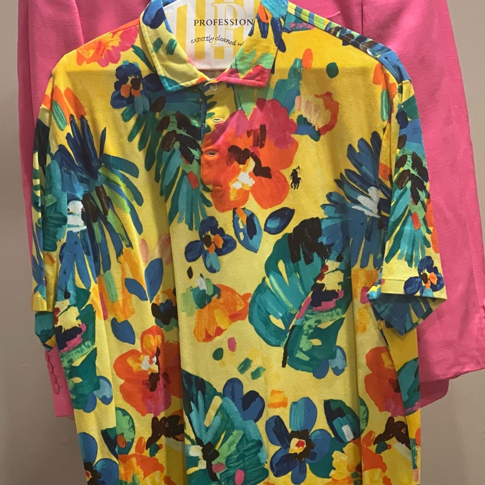 Colorful Floral Ralph Lauren Polo Shirt & Fuchsia Blazer